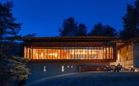 Amankora lodge illuminated at blue hour