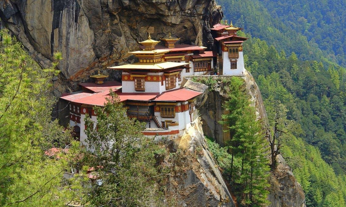 Paro Taktsang, the Tiger&rsquo;s Nest Monastery, clinging to the cliff face