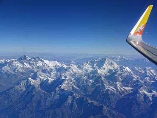The Himalayan range seen from the aircraft window