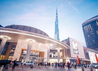 The Dubai Mall and Burj Khalifa at night