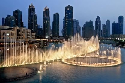 The Dubai Fountain show on Burj Lake