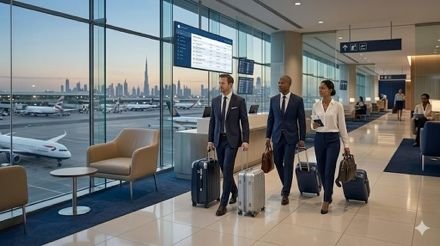 Delegates arriving at Dubai International Airport