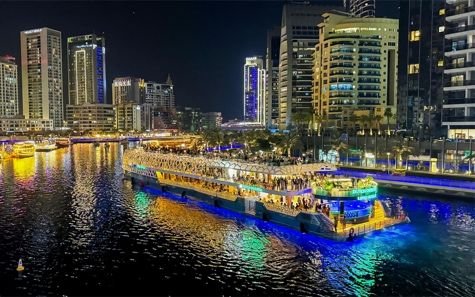 Dubai Marina illuminated at night