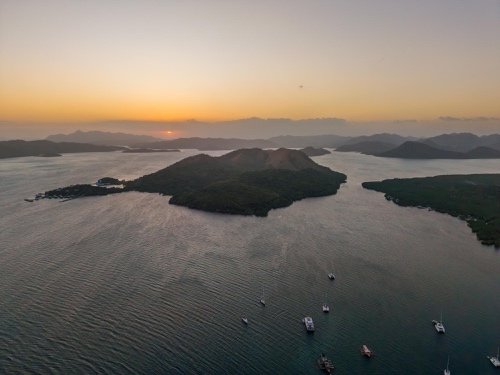 Sunrise over Coron Bay and its islands