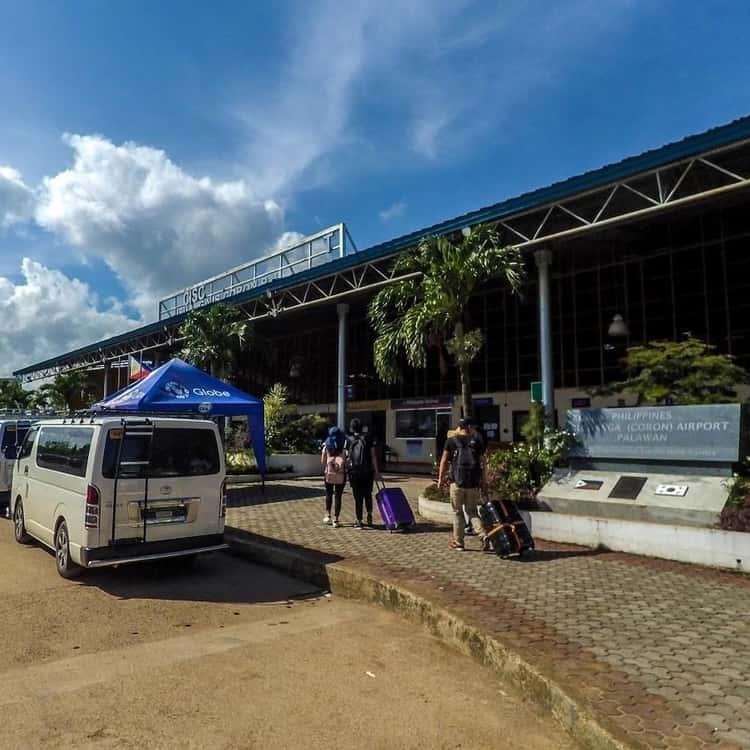 Private transfer van waiting outside the Busuanga airport terminal