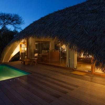 Dome-shaped luxury tent interior