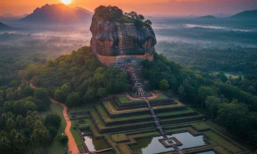 Sigiriya Rock Fortress at sunrise, Sri Lanka