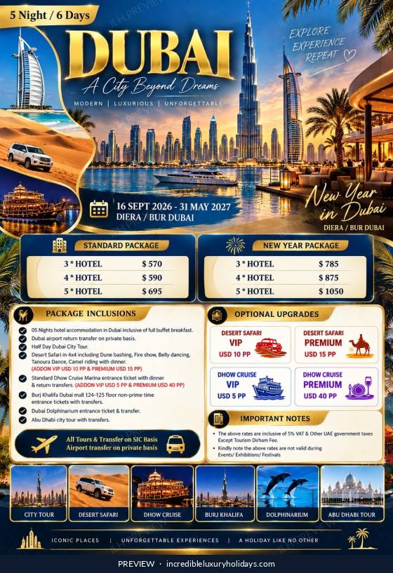 Dubai, A City Beyond Dreams — 5 Nights / 6 Days, from USD 570 per person